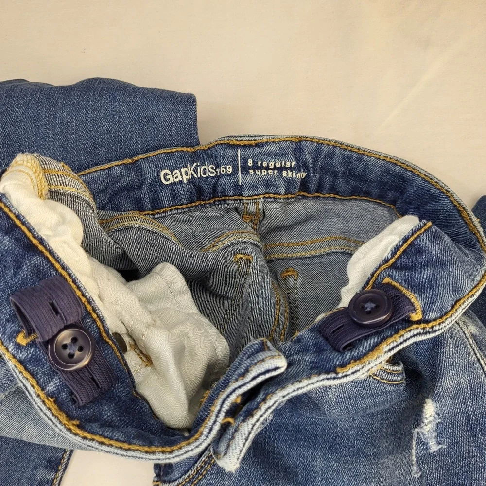 Gap Kids Girls Size 8R Stretch Super Skinny Jeans Distressed